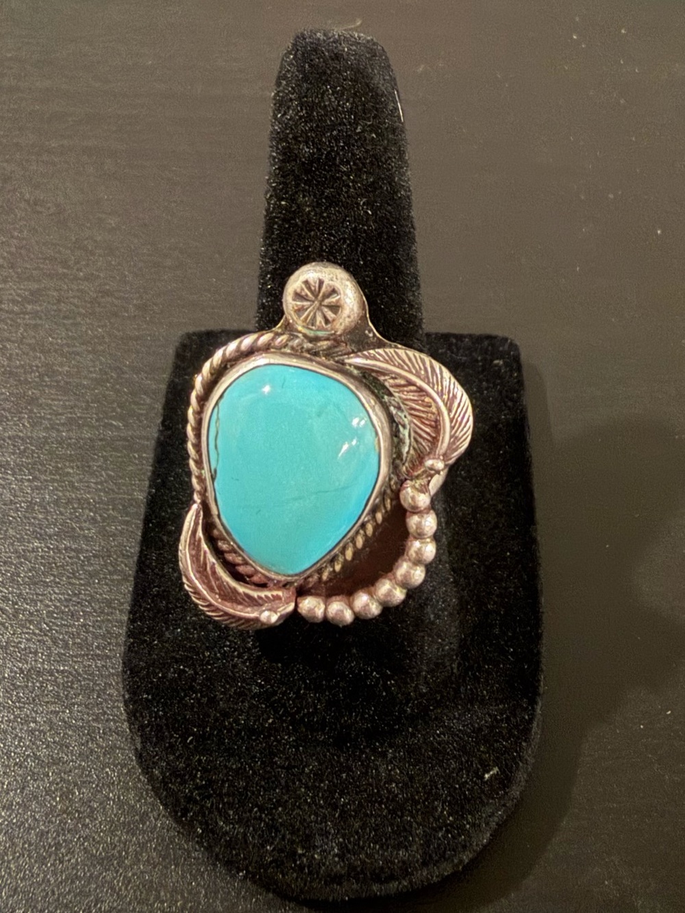 Silver Ring Handmade With Bisbee Turquoise, Size 6
